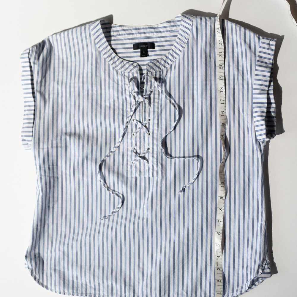 J. Crew Lace Up Striped Popover Shirt - 10 - Picture 11 of 12